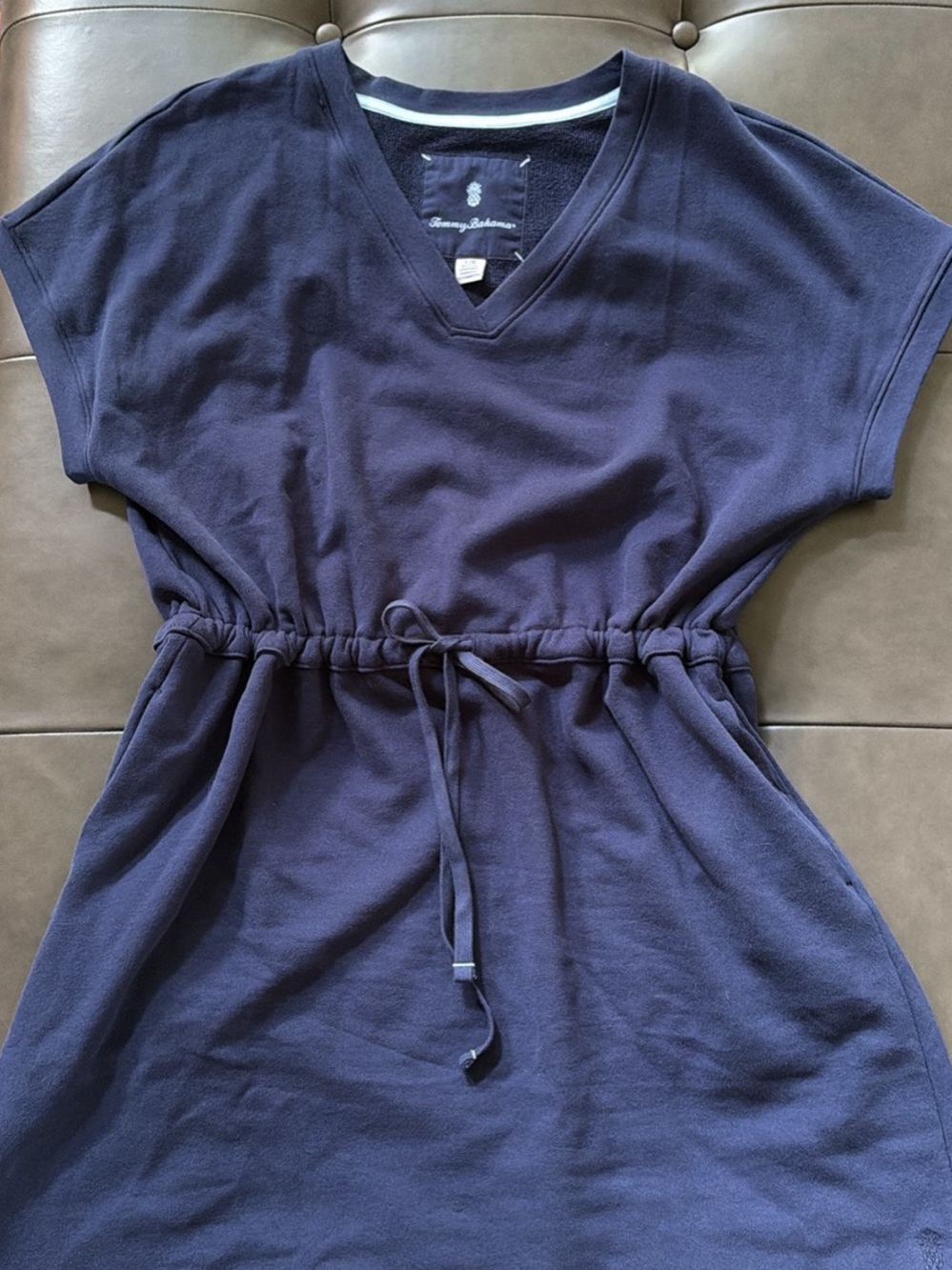 Tommy Bahama Navy V-Neck Pullover with Light Blue Trim